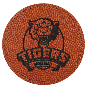 3" Round Basketball Laserable Leatherette Patch with Adhesive - PTH416 - Austin Print Co.