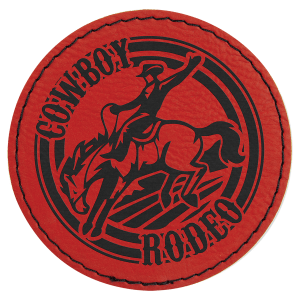 3" Round Red Laserable Leatherette Patch with Adhesive - PTH411 - Austin Print Co.