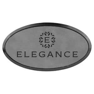 3" x 1 1/2" Gray Laserable Leatherette Oval Badge & Frame - BDG205 - Austin Print Co.
