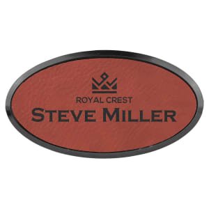 3" x 1 1/2" Rose Laserable Leatherette Oval Badge & Frame - BDG207 - Austin Print Co.