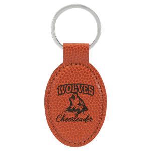 3" x 1 3/4" Basketball Laserable Leatherette Oval Keychain - GFT2373 - Austin Print Co.
