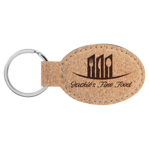 3" x 1 3/4" Cork Oval Keychain - GFT777 - Austin Print Co.