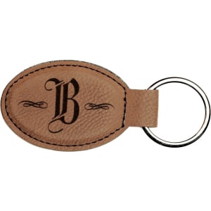 3" x 1 3/4" Dark Brown Laserable Leatherette Oval Keychain - GFT176 - Austin Print Co.