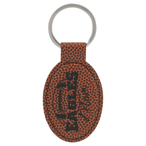 3" x 1 3/4" Football Laserable Leatherette Oval Keychain - GFT2372 - Austin Print Co.