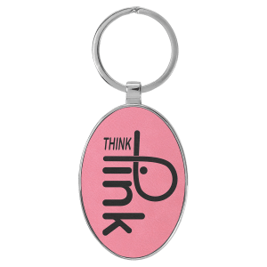 3" x 1 3/4" Laserable Leatherette/Metal Pink Oval Keychain - GFT2155 - Austin Print Co.