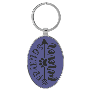 3" x 1 3/4" Laserable Leatherette/Metal Purple Oval Keychain - GFT2163 - Austin Print Co.