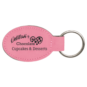 3" x 1 3/4" Pink Laserable Leatherette Oval Keychain - GFT363 - Austin Print Co.
