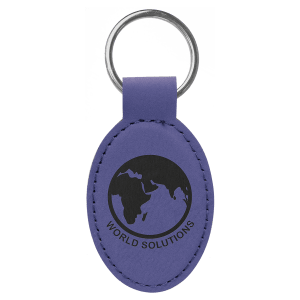 3" x 1 3/4" Purple Laserable Leatherette Oval Keychain - GFT2371 - Austin Print Co.
