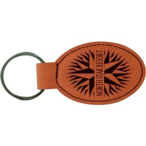 3" x 1 3/4" Rawhide Laserable Leatherette Oval Keychain - GFT262 - Austin Print Co.