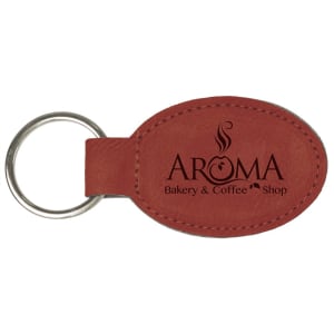 3" x 1 3/4" Rose Laserable Leatherette Oval Keychain - GFT362 - Austin Print Co.