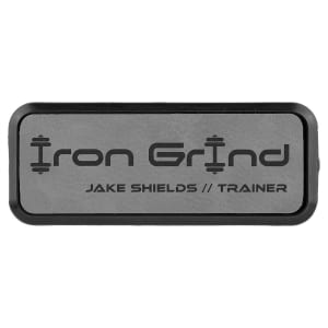 3" x 1" Gray Laserable Leatherette Round Corner Badge & Frame - BDG235 - Austin Print Co.