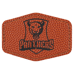 3" x 2" Hex Basketball Laserable Leatherette Patch with Adhesive - PTH146 - Austin Print Co.