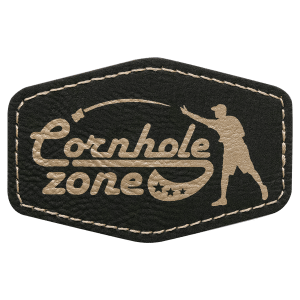 3" x 2" Hex Black/Gold Laserable Leatherette Patch with Adhesive - PTH136 - Austin Print Co.