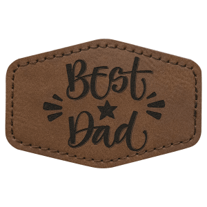 3" x 2" Hex Dark Brown Laserable Leatherette Patch with Adhesive - PTH135 - Austin Print Co.