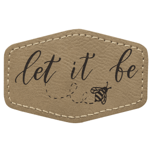 3" x 2" Hex Light Brown Laserable Leatherette Patch with Adhesive - PTH131 - Austin Print Co.