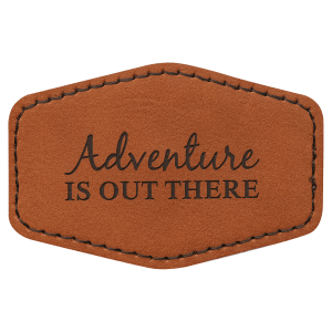 3" x 2" Hex Rawhide Laserable Leatherette Patch with Adhesive - PTH132 - Austin Print Co.