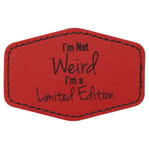 3" x 2" Hex Red Laserable Leatherette Patch with Adhesive - PTH141 - Austin Print Co.