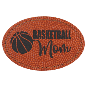 3" x 2" Oval Basketball Laserable Leatherette Patch with Adhesive - PTH516 - Austin Print Co.