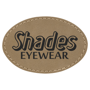 3" x 2" Oval Light Brown Laserable Leatherette Patch with Adhesive - PTH501 - Austin Print Co.