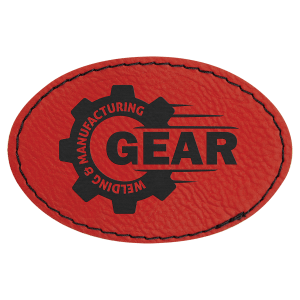 3" x 2" Oval Red Laserable Leatherette Patch with Adhesive - PTH511 - Austin Print Co.