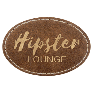 3" x 2" Oval Rustic/Gold Laserable Leatherette Patch with Adhesive - PTH510 - Austin Print Co.
