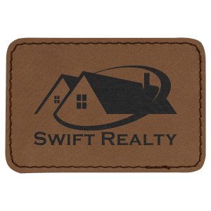 3" x 2" Rectangle Dark Brown Laserable Leatherette Patch with Adhesive - PTH105 - Austin Print Co.