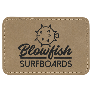 3" x 2" Rectangle Light Brown Laserable Leatherette Patch with Adhesive - PTH101 - Austin Print Co.