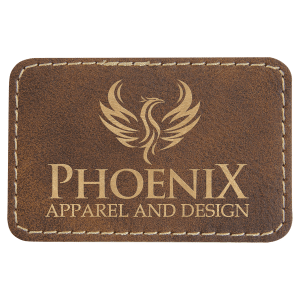 3" x 2" Rectangle Rustic/Gold Laserable Leatherette Patch with Adhesive - PTH110 - Austin Print Co.