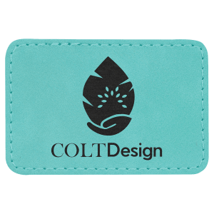 3" x 2" Rectangle Teal Laserable Leatherette Patch with Adhesive - PTH108 - Austin Print Co.