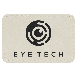 3" x 2" Rectangle White Laserable Leatherette Patch with Adhesive - PTH113 - Austin Print Co.