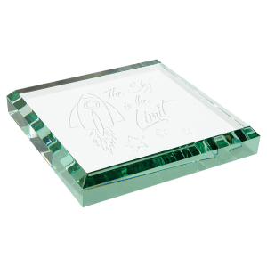 3" x 3" x 1/2" Jade Glass Paperweight - GPW33J - Austin Print Co.