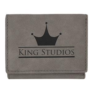 3" x 4" Gray Laserable Leatherette Trifold Wallet - GFT1189 - Austin Print Co.