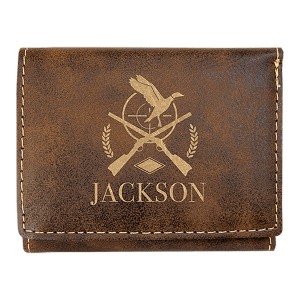 3" x 4" Rustic/Gold Laserable Leatherette Trifold Wallet - GFT1191 - Austin Print Co.