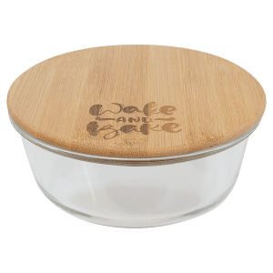 32 oz. Round Glass Container with Bamboo Lid - GSC303 - Austin Print Co.