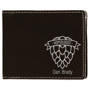 4 1/2" x 3 1/2" Black/Silver Laserable Leatherette Bifold Wallet - GFT607 - Austin Print Co.