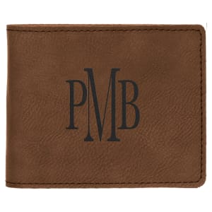 4 1/2" x 3 1/2" Dark Brown Laserable Leatherette Bifold Wallet - GFT190 - Austin Print Co.