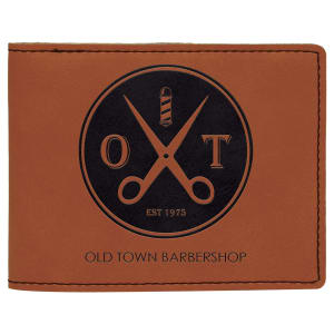 4 1/2" x 3 1/2" Rawhide Laserable Leatherette Bifold Wallet - GFT269 - Austin Print Co.