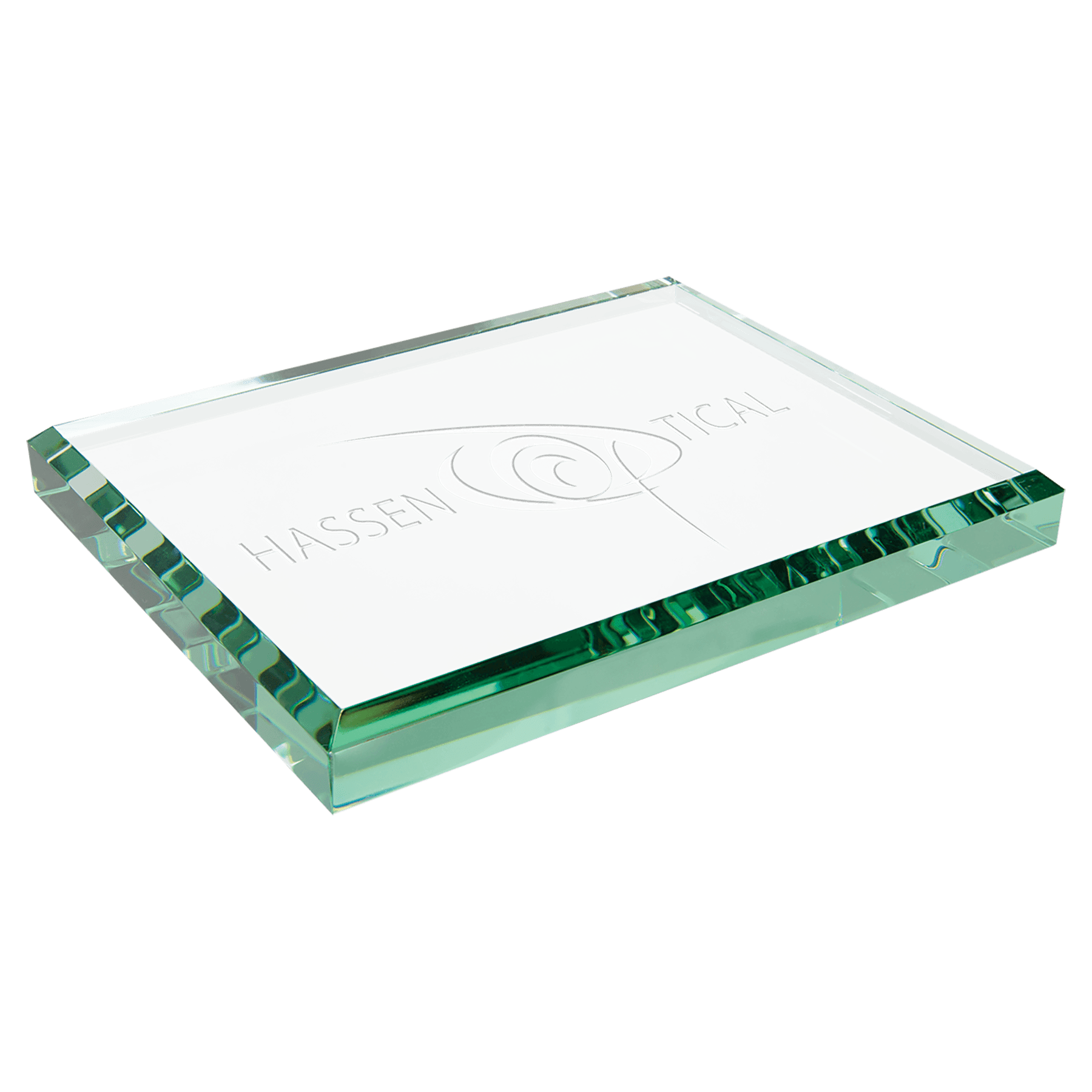 4 1/2" x 3 1/2" x 1/2" Jade Glass Paperweight - JDS