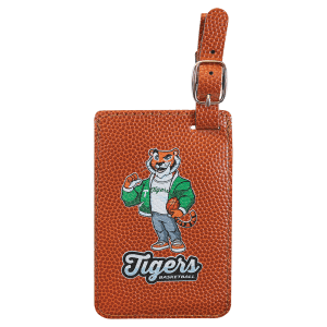 4 1/4" x 2 3/4" Basketball Laserable Leatherette Luggage Tag - GFT993 - Austin Print Co.