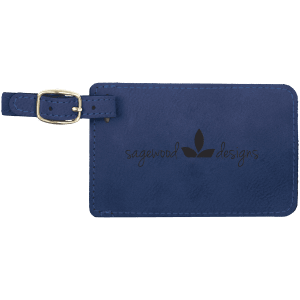 4 1/4" x 2 3/4" Blue/Black Laserable Leatherette Luggage Tag - GFT369 - Austin Print Co.