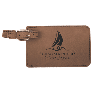 4 1/4" x 2 3/4" Dark Brown Laserable Leatherette Luggage Tag - GFT180 - Austin Print Co.