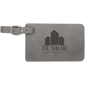 4 1/4" x 2 3/4" Gray Laserable Leatherette Luggage Tag - GFT368 - Austin Print Co.