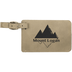 4 1/4" x 2 3/4" Light Brown Laserable Leatherette Luggage Tag - GFT179 - Austin Print Co.