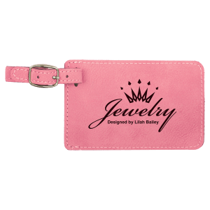 4 1/4" x 2 3/4" Pink Laserable Leatherette Luggage Tag - GFT371 - Austin Print Co.