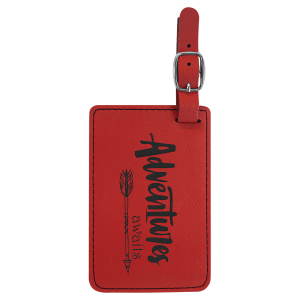 4 1/4" x 2 3/4" Red Laserable Leatherette Luggage Tag - GFT902 - Austin Print Co.