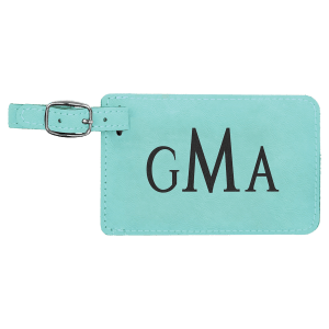 4 1/4" x 2 3/4" Teal Laserable Leatherette Luggage Tag - GFT802 - Austin Print Co.