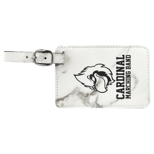 4 1/4" x 2 3/4" White Marble Laserable Leatherette Luggage Tag - GFT866 - Austin Print Co.