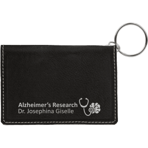 4 1/4" x 3" Black/Silver Laserable Leatherette Keychain ID Holder - GFT603 - Austin Print Co.