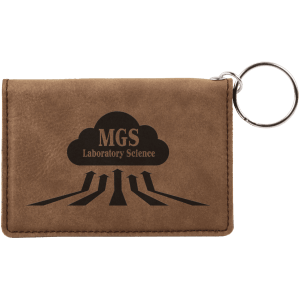 4 1/4" x 3" Dark Brown Laserable Leatherette Keychain ID Holder - GFT234 - Austin Print Co.