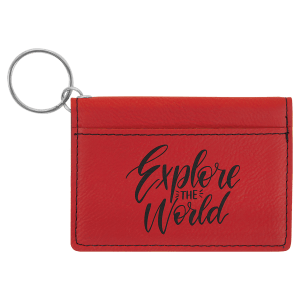 4 1/4" x 3" Red Laserable Leatherette Keychain ID Holder - GFT911 - Austin Print Co.